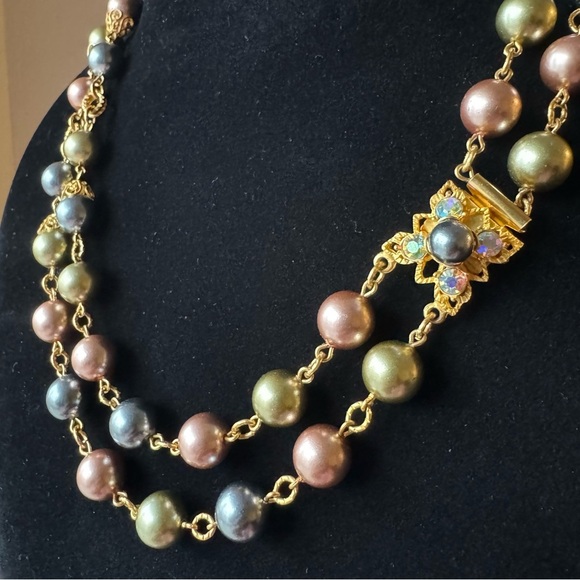 Signed Joan Rivers Vintage Double Pearl Strand + Matching Clip On Earrings - Picture 14 of 17